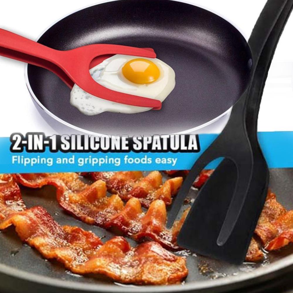 2 In 1 Grip and Flip Tongs Egg Spatula Tongs Clamp Pancake