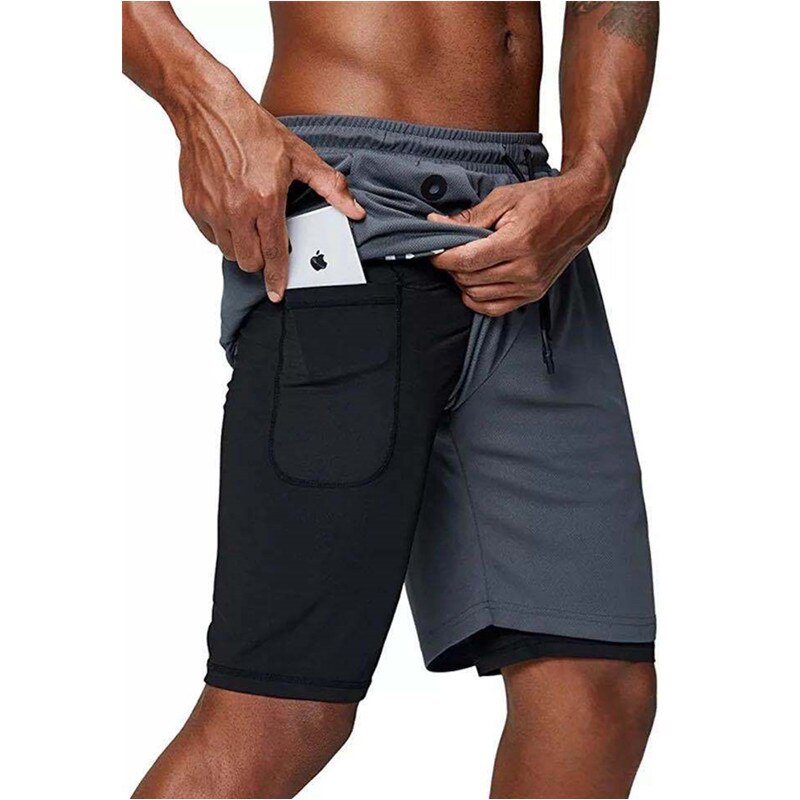 Men's music shorts 2 in 1 running shorts security pockets shorts