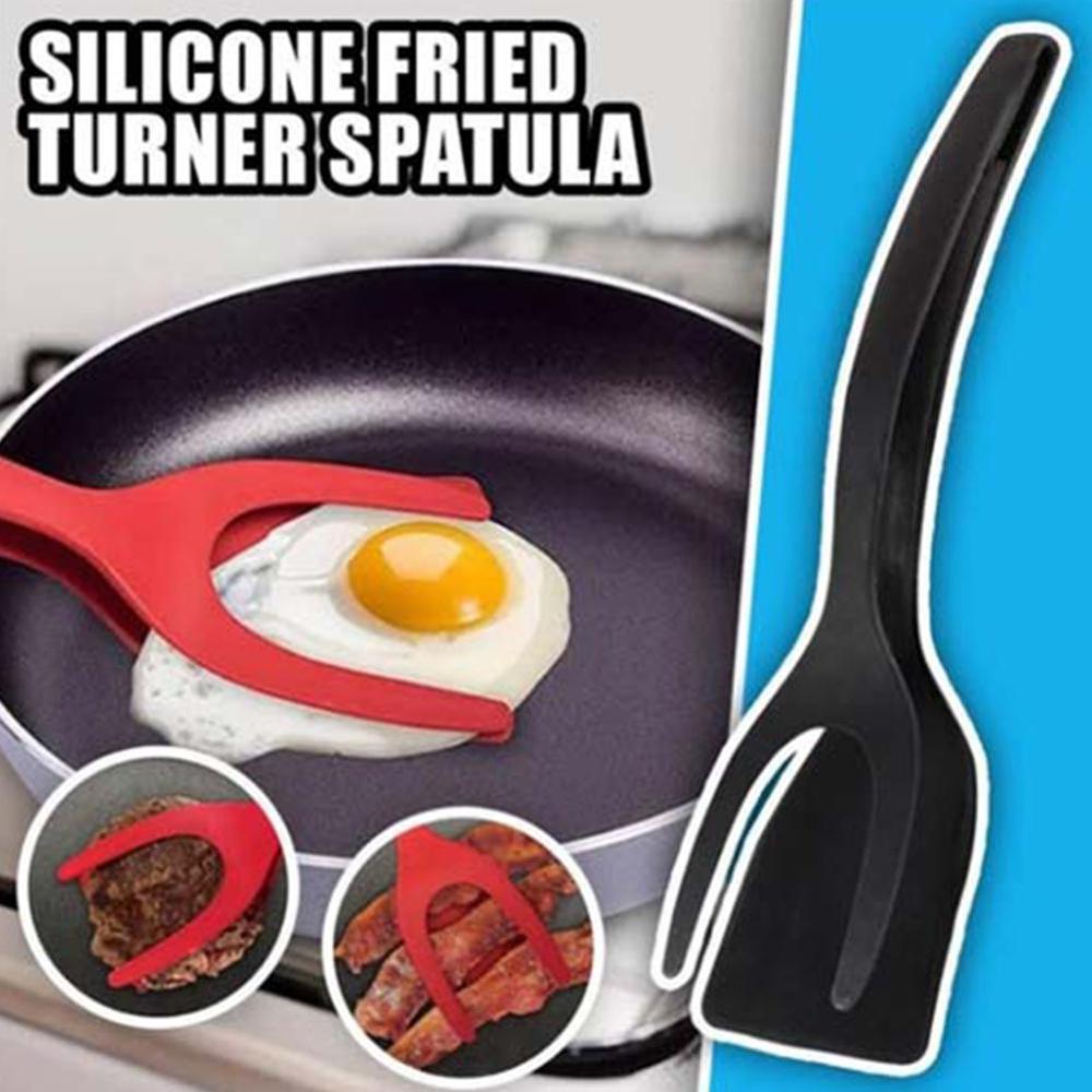 2 In 1 Grip and Flip Tongs Egg Spatula Tongs Clamp Pancake