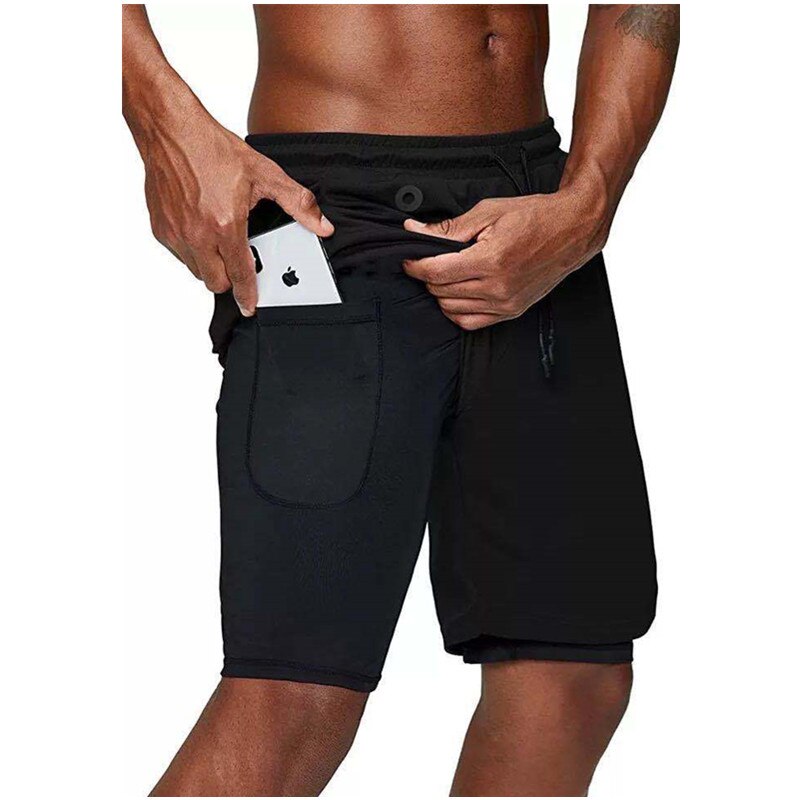 Men's music shorts 2 in 1 running shorts security pockets shorts