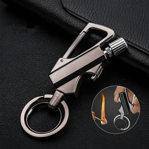 Outdoor Survival Tool Keychain Flint Fire Starter Petrol Camping